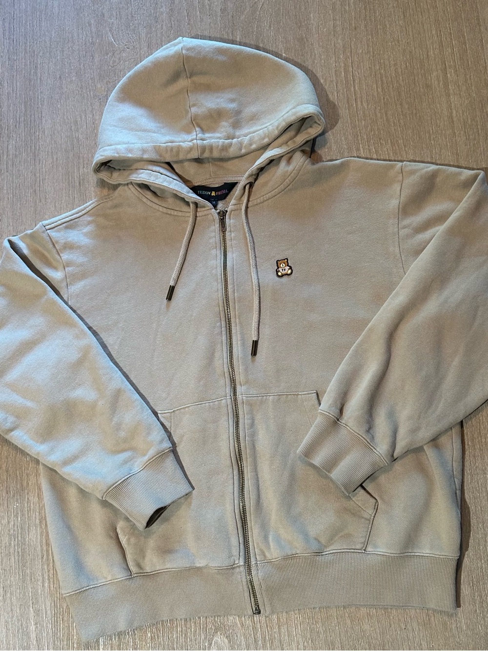 Teddy Fresh Classic Bear Ear Full Zip Hoodie - Khaki / Tan (Size Medium)